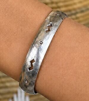 Vintage Navajo Sterling Silver Watch Cuff Bracelet Wide Southwestern Tribal